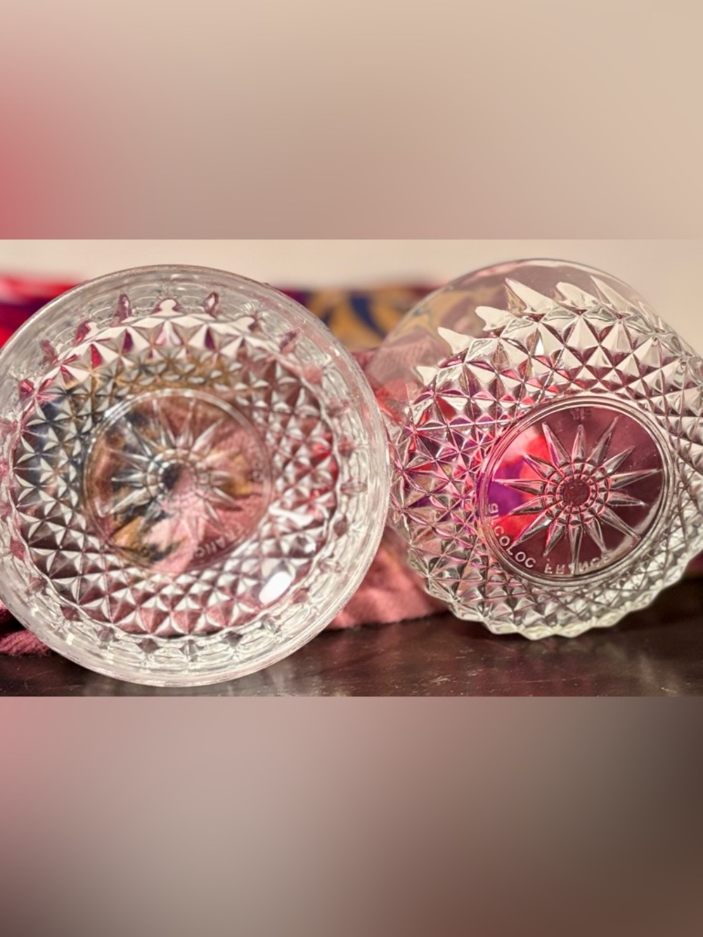 Vintage Arcoroc France Diamond Cut Glass Bowls - Set of 2